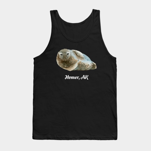 Homer AK Cute Harbor Seal Ocean Watercolor Sea Animal Tank Top by twizzler3b